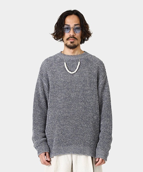 PORT BY ARK（ポートバイアーク）の「PORT BY ARK / ポートバイアーク：Straw yarn Knit P/O：PO11-K001[COR]（ニット/セーター・メンズ・ネイビー/グレー・FREE）」の17枚目の写真