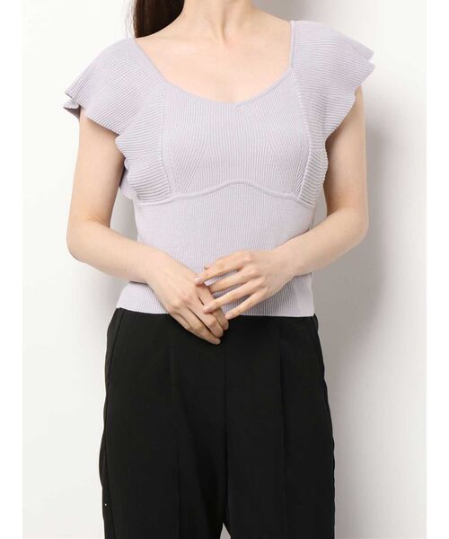 MERCURYDUO（マーキュリーデュオ）の「ビスチェ風2WAYラッフルコンパクトニット（ニット/セーター・レディース・ベビーピンク/パープル/オフホワイト/ブラック/ダークブラウン/ブルー/ブラウン/イエロー/グリーン/ラベンダー/ライトブルー/ピンク・FREE）」の9枚目の写真