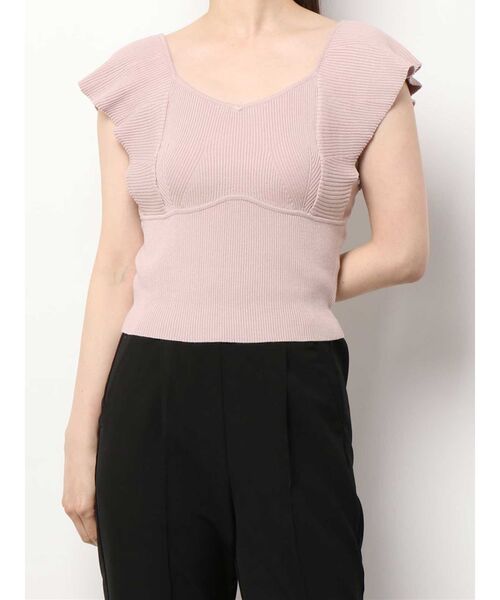 MERCURYDUO（マーキュリーデュオ）の「ビスチェ風2WAYラッフルコンパクトニット（ニット/セーター・レディース・ベビーピンク/パープル/オフホワイト/ブラック/ダークブラウン/ブルー/ブラウン/イエロー/グリーン/ラベンダー/ライトブルー/ピンク・FREE）」の12枚目の写真