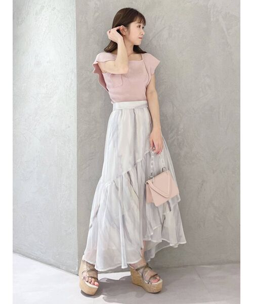 MERCURYDUO（マーキュリーデュオ）の「ビスチェ風2WAYラッフルコンパクトニット（ニット/セーター・レディース・ベビーピンク/パープル/オフホワイト/ブラック/ダークブラウン/ブルー/ブラウン/イエロー/グリーン/ラベンダー/ライトブルー/ピンク・FREE）」の15枚目の写真