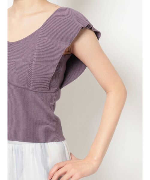 MERCURYDUO（マーキュリーデュオ）の「ビスチェ風2WAYラッフルコンパクトニット（ニット/セーター・レディース・ベビーピンク/パープル/オフホワイト/ブラック/ダークブラウン/ブルー/ブラウン/イエロー/グリーン/ラベンダー/ライトブルー/ピンク・FREE）」の22枚目の写真