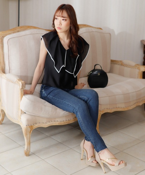 LIPSERVICE（リップサービス）の「BIGラッフルカラーブラウス（シャツ/ブラウス・レディース・ホワイト/ブラック/グリーン/ピンク系その他・FREE）」の21枚目の写真