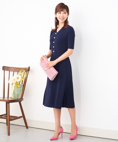 パールボタン リブニット ワンピース Prima Space Scherrer プリマシェレル のファッション Scherrer プリマシェレル の パールボタン リブニット ワンピース Prima Space Scherrer プリマシェレル のファッション Scherrer プリマシェレル の