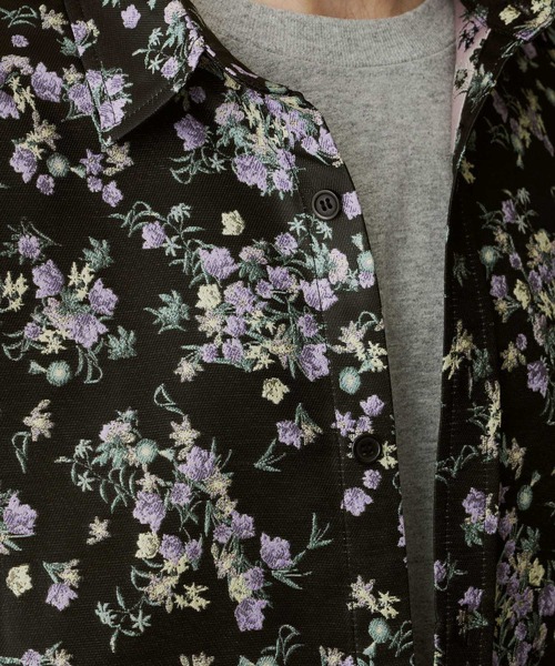 UNSELDs（アンセルズ）の「【UNSELDs アンセルズ】フローラルジャガード レギュラーカラー ハーフスリーブシャツ［セットアップ対応］（シャツ/ブラウス・メンズ・ブラック/ダークグレー/ネイビー・L/M）」の12枚目の写真