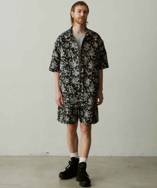 UNSELDs（アンセルズ）の「【UNSELDs アンセルズ】フローラルジャガード レギュラーカラー ハーフスリーブシャツ［セットアップ対応］（シャツ/ブラウス・メンズ・ブラック/ダークグレー/ネイビー・L/M）」の10枚目の写真
