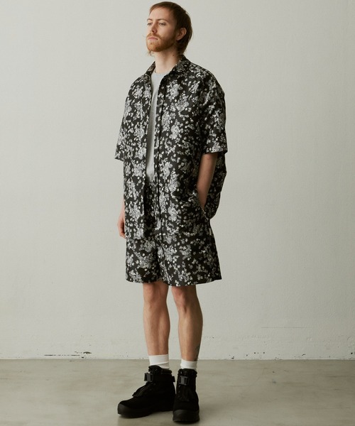 UNSELDs（アンセルズ）の「【UNSELDs アンセルズ】フローラルジャガード レギュラーカラー ハーフスリーブシャツ［セットアップ対応］（シャツ/ブラウス・メンズ・ブラック/ダークグレー/ネイビー・L/M）」の18枚目の写真