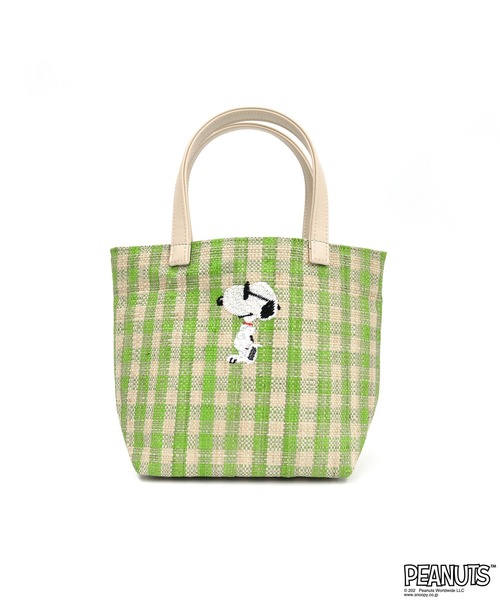 SNOOPY(スヌーピー)の「SNOOPY RAFFIA BAG / スヌーピー ラフィアトートバッグ S(トートバッグ・レディース・ブラック/ピンク/グリーン・FREE)」の3枚目の写真