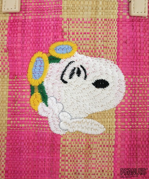 SNOOPY(スヌーピー)の「SNOOPY RAFFIA BAG / スヌーピー ラフィアトートバッグ S(トートバッグ・レディース・ブラック/ピンク/グリーン・FREE)」の5枚目の写真
