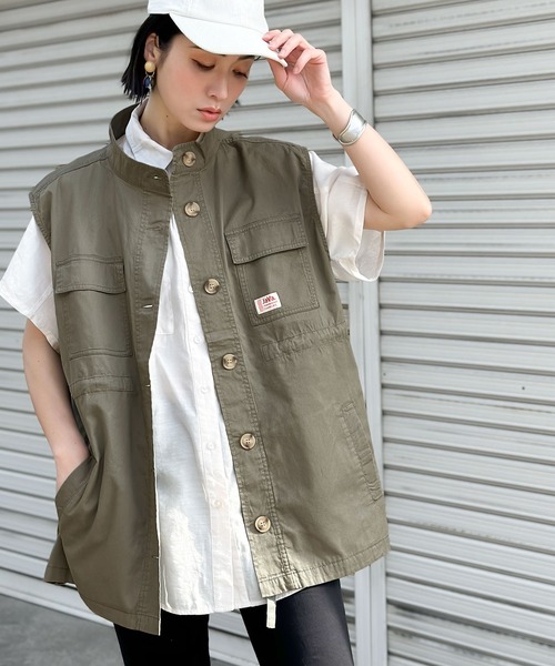 Java(ジャバ)の「《JaVa ジャバコラボ》大人の上級カジュアル。スタンドカラーミリタリーベスト(ベスト・レディース・ブラック/ベージュ系その他/カーキ・SMALL/MEDIUM/LARGE/X-LARGE)」の3枚目の写真