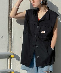 Java | 《JaVa ジャバコラボ》即、お洒落！スタンドカラーミリタリーベスト(ベスト)