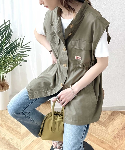 Java(ジャバ)の「《JaVa ジャバコラボ》大人の上級カジュアル。スタンドカラーミリタリーベスト(ベスト・レディース・ブラック/ベージュ系その他/カーキ・SMALL/MEDIUM/LARGE/X-LARGE)」の9枚目の写真