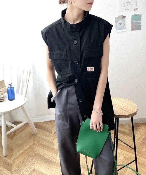 Java(ジャバ)の「《JaVa ジャバコラボ》大人の上級カジュアル。スタンドカラーミリタリーベスト(ベスト・レディース・ブラック/ベージュ系その他/カーキ・SMALL/MEDIUM/LARGE/X-LARGE)」の22枚目の写真