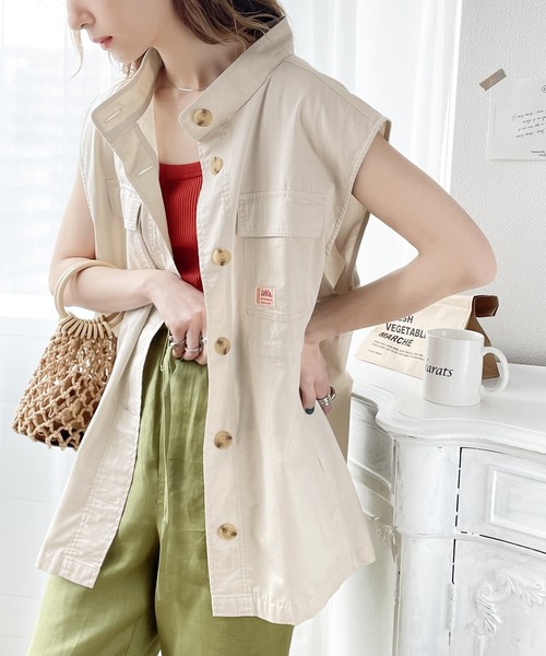 Java(ジャバ)の「《JaVa ジャバコラボ》大人の上級カジュアル。スタンドカラーミリタリーベスト(ベスト・レディース・ブラック/ベージュ系その他/カーキ・SMALL/MEDIUM/LARGE/X-LARGE)」の21枚目の写真