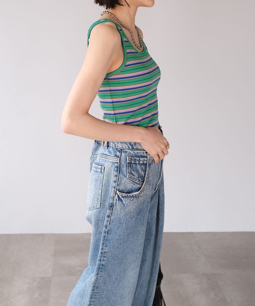 ＡＮＤＪ（アンドジェイ）の「マルチボーダーテレコタンクトップ（タンクトップ・レディース・レッド/グリーン/アイボリー・M）」の11枚目の写真