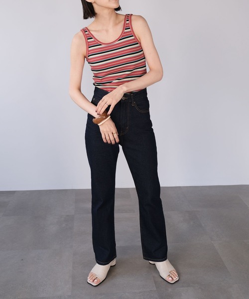 ＡＮＤＪ（アンドジェイ）の「マルチボーダーテレコタンクトップ（タンクトップ・レディース・レッド/グリーン/アイボリー・M）」の5枚目の写真