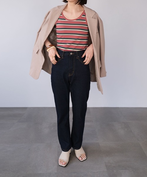 ＡＮＤＪ（アンドジェイ）の「マルチボーダーテレコタンクトップ（タンクトップ・レディース・レッド/グリーン/アイボリー・M）」の9枚目の写真