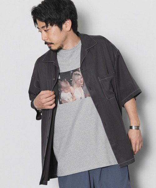 AMERICAN RAG CIE（アメリカンラグシー）の「リヨセルフィブリルツイルボックスフィットオープンカラーシャツ（シャツ/ブラウス・メンズ・チャコールグレー/ライトブルー/レッド・MEDIUM/LARGE）」の2枚目の写真