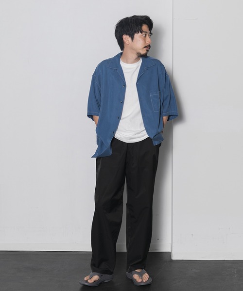 AMERICAN RAG CIE（アメリカンラグシー）の「リヨセルフィブリルツイルボックスフィットオープンカラーシャツ（シャツ/ブラウス・メンズ・チャコールグレー/ライトブルー/レッド・MEDIUM/LARGE）」の11枚目の写真