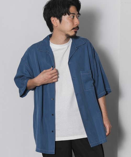 AMERICAN RAG CIE（アメリカンラグシー）の「リヨセルフィブリルツイルボックスフィットオープンカラーシャツ（シャツ/ブラウス・メンズ・チャコールグレー/ライトブルー/レッド・MEDIUM/LARGE）」の5枚目の写真