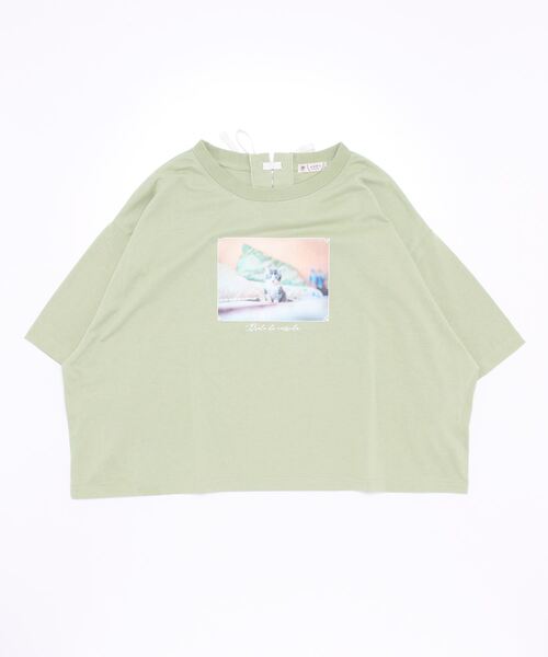 axes femme(アクシーズファム)の「フォトクロップドTシャツ(Tシャツ/カットソー・レディース・ホワイト/ブルー/グリーン・FREE)」の3枚目の写真