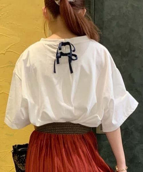 axes femme(アクシーズファム)の「フォトクロップドTシャツ(Tシャツ/カットソー・レディース・ホワイト/ブルー/グリーン・FREE)」の6枚目の写真