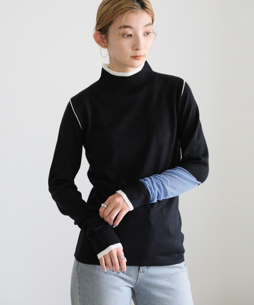 select MOCA(セレクトモカ)の「ロングスリーブツートーンニットトップス(ニット/セーター・レディース・ブラック/オレンジ/グリーン・FREE)」の20枚目の写真