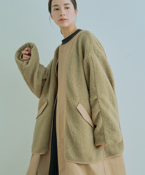 Kelen（ケレン）の「「KELEN / ケレン」HALI / REVERSIBLE NO COLLAR MOD COAT（ダウンジャケット/コート・レディース・ブラック/ベージュ/カーキ・M/S）」の3枚目の写真