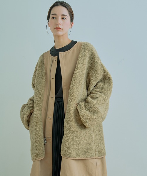Kelen（ケレン）の「「KELEN / ケレン」HALI / REVERSIBLE NO COLLAR MOD COAT（ダウンジャケット/コート・レディース・ブラック/ベージュ/カーキ・M/S）」の10枚目の写真
