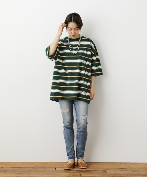 RODEO CROWNS WIDE BOWL(ロデオクラウンズワイドボウル)の「SHARE MULTI BORDER Tシャツ(Tシャツ/カットソー・レディース・レディッシュグレー/グリーン系その他/ホワイト系その他・FREE)」の8枚目の写真