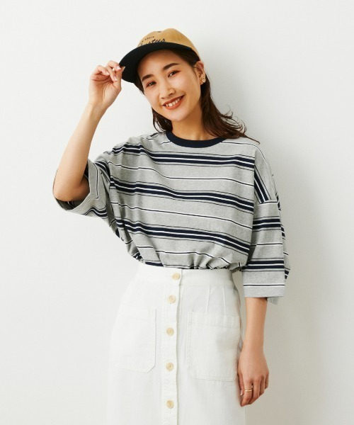 RODEO CROWNS WIDE BOWL(ロデオクラウンズワイドボウル)の「SHARE MULTI BORDER Tシャツ(Tシャツ/カットソー・レディース・レディッシュグレー/グリーン系その他/ホワイト系その他・FREE)」の7枚目の写真