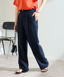 リネンレーヨンストレートパンツ