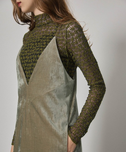 PUBLIC TOKYO（パブリックトウキョウ）の「シャーベットベロアキャミワンピース（ワンピース・レディース・カーキ/ピンク・FREE）」の21枚目の写真