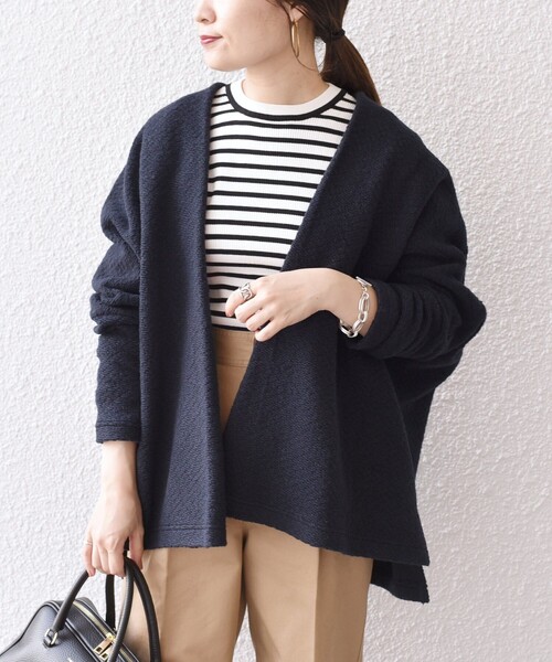 SHIPS(シップス)の「*〈手洗い可能〉ポップコーンショート羽織◇(その他アウター・レディース・ベージュ/ネイビー/グリーン/ナチュラル・ONE SIZE)」の4枚目の写真