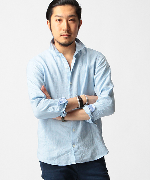 BEAMS（ビームス）の「BEAMS / カッタウェイ オックスリネンシャツ（シャツ/ブラウス・メンズ・サックスブルー/ネイビー/ホワイト・LARGE/MEDIUM/SMALL/X-LARGE）」の3枚目の写真