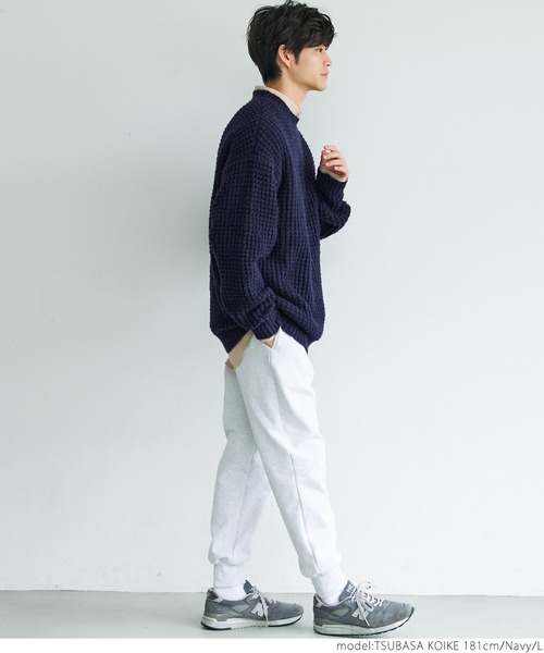 coca(coca)(コカ)の「メンズふんわりタック編みニット(ニット/セーター・メンズ・ネイビー/グレー・M/L)」の10枚目の写真