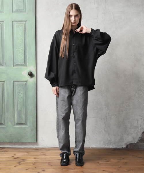 セール】【別注】Balloon Sleeve Oversized Shirt/ヘビーツイル