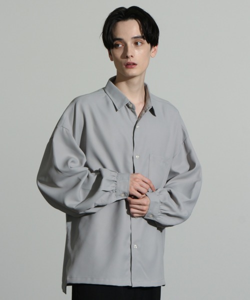 アドーアバルーンスリーブ グレーシャツ×カットソー 38サイズ セール】【別注】Balloon Sleeve Oversized Shirt/ヘビーツイル