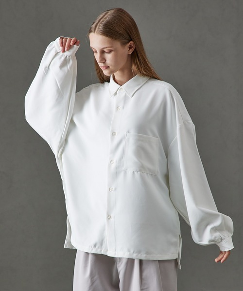 Art re A select（アトリエセレクト）の「【別注】Balloon Sleeve Oversized Shirt/ヘビーツイル  バルーンスリーブ オーバーサイズ トロミ レギュラーカラーシャツ（シャツ/ブラウス・メンズ・ワイン/ブラック/ブルー/ブラック系その他/ホワイト系その他/レッド系その他/ライトグレー/ホワイト/ベージュ・M/L）」の14枚目の写真