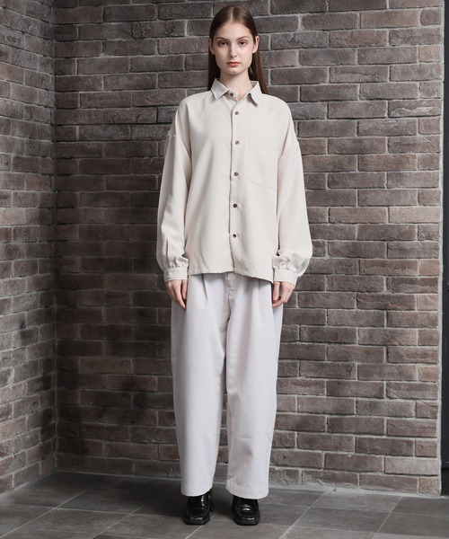 Art re A select（アトリエセレクト）の「【別注】Balloon Sleeve Oversized Shirt/ヘビーツイル  バルーンスリーブ オーバーサイズ トロミ レギュラーカラーシャツ（シャツ/ブラウス・メンズ・ワイン/ブラック/ブルー/ブラック系その他/ホワイト系その他/レッド系その他/ライトグレー/ホワイト/ベージュ・M/L）」の15枚目の写真