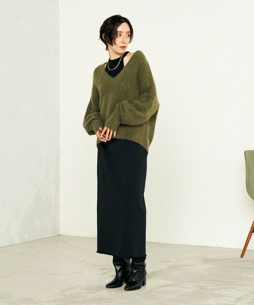 NOLLEY’S(ノーリーズ)の「◇【WEB限定】起毛モヘヤパフスリーブVネックプルオーバーニット(ニット/セーター・レディース・オリーブ/ライトブルー/ピンク・38)」の16枚目の写真