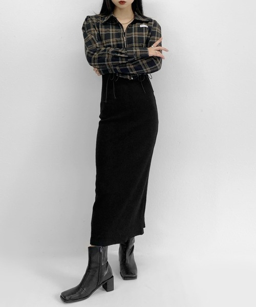 LVEU.(ラブユ.)の「【LVEU.】レースアップデザインジップシャツ / チェックシャツ シャツ レースアップ ブラック(シャツ/ブラウス・レディース・ブラック/ベージュ/ブラウン・FREE)」の6枚目の写真