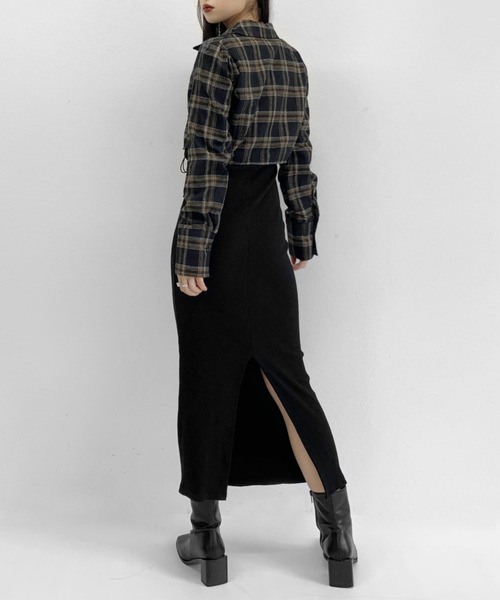 LVEU.(ラブユ.)の「【LVEU.】レースアップデザインジップシャツ / チェックシャツ シャツ レースアップ ブラック(シャツ/ブラウス・レディース・ブラック/ベージュ/ブラウン・FREE)」の8枚目の写真