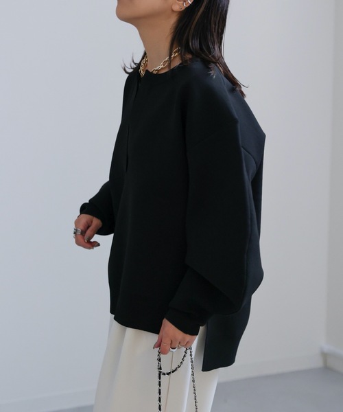 ap retro(アプレトロ)の「ダイバーニット深Vニットプルオーバー(ニット/セーター・レディース・ブラック/アイボリー/ホワイト×ブラック/ブラック×ホワイト/ホワイト×ブルー/ライトブルー/ライトグリーン・FREE)」の15枚目の写真