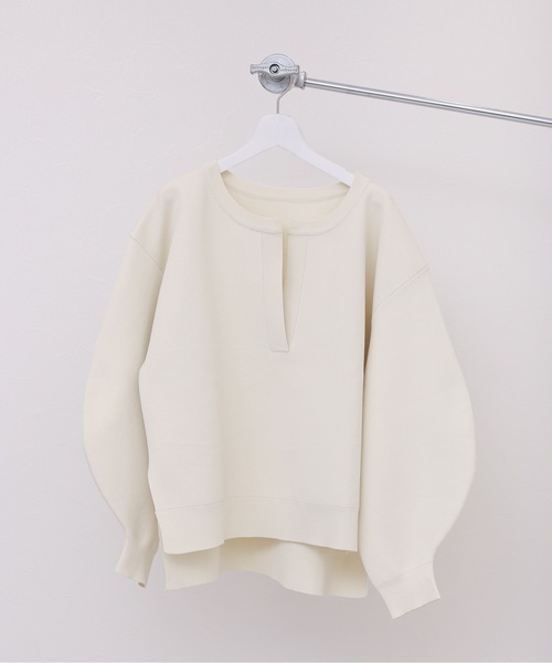 ap retro(アプレトロ)の「ダイバーニット深Vニットプルオーバー(ニット/セーター・レディース・ブラック/アイボリー/ホワイト×ブラック/ブラック×ホワイト/ホワイト×ブルー/ライトブルー/ライトグリーン・FREE)」の19枚目の写真