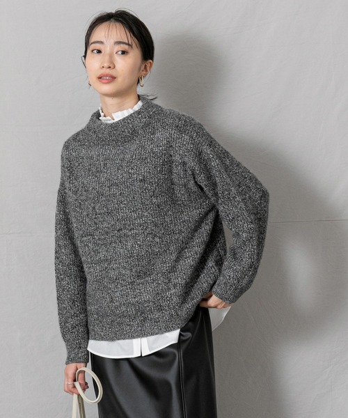 Gready Brilliant(グレディブリリアン)の「アンゴラ混片畦ボトルネックニット(ニット/セーター・レディース・オレンジ/ブラック系・FREE)」の1枚目の写真