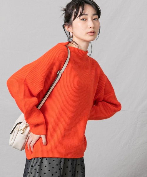 Gready Brilliant(グレディブリリアン)の「アンゴラ混片畦ボトルネックニット(ニット/セーター・レディース・オレンジ/ブラック系・FREE)」の15枚目の写真