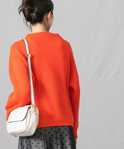 Gready Brilliant(グレディブリリアン)の「アンゴラ混片畦ボトルネックニット(ニット/セーター・レディース・オレンジ/ブラック系・FREE)」の17枚目の写真