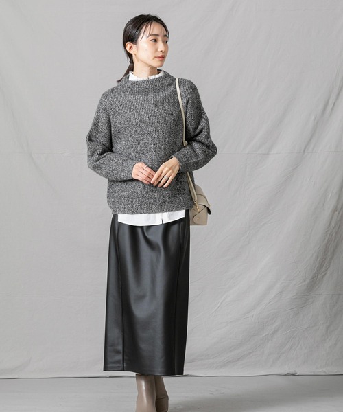 Gready Brilliant(グレディブリリアン)の「アンゴラ混片畦ボトルネックニット(ニット/セーター・レディース・オレンジ/ブラック系・FREE)」の22枚目の写真