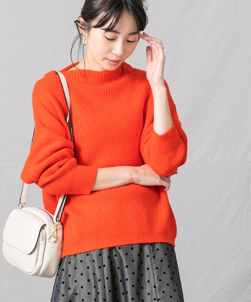 Gready Brilliant(グレディブリリアン)の「アンゴラ混片畦ボトルネックニット(ニット/セーター・レディース・オレンジ/ブラック系・FREE)」の19枚目の写真