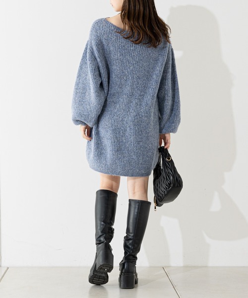 【Courreges】ボートネック コットン ミニドレス ワンピース Courreges>>ボートネックコットンミニドレス ワンピース